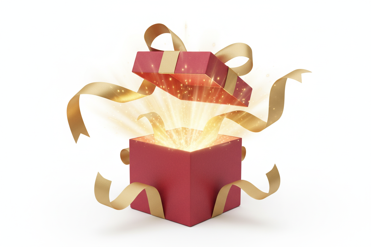 Caja de regalo roja abriéndose